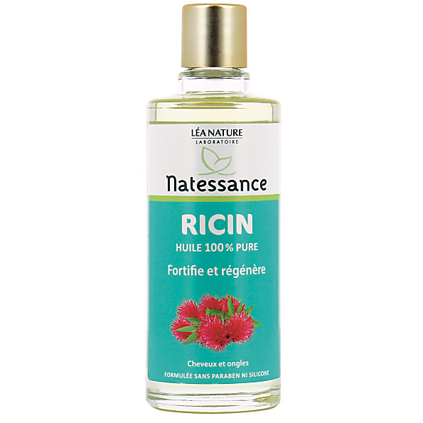 natessance - huile de ricin - cheveux et ongles - 100 ml