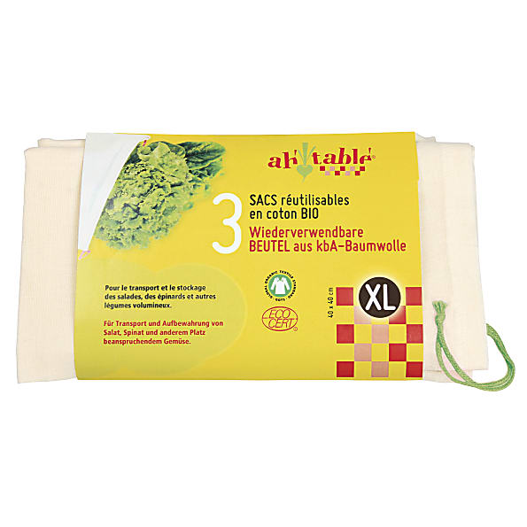 Ah!Table! Sacs en Coton Bio - Taille XL (3 sacs)