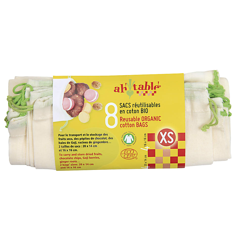 Ah!Table! Sacs en Coton Bio - Taille XS (8 sacs)
