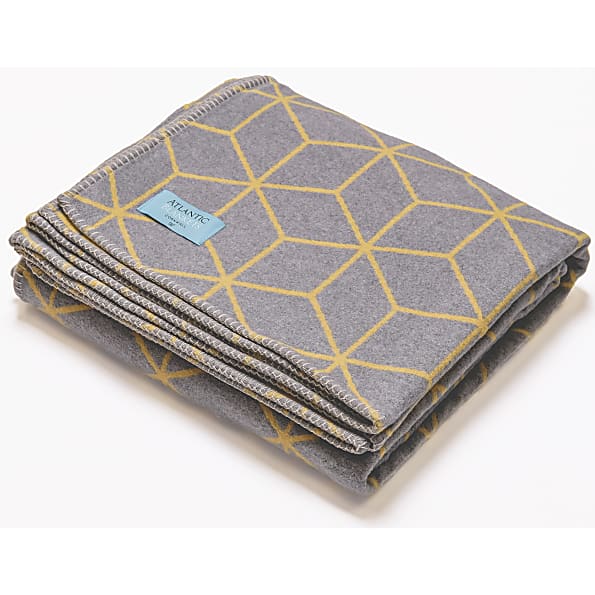 Atlantic Blankets Couverture en Coton Recycle - Gris & Jaune