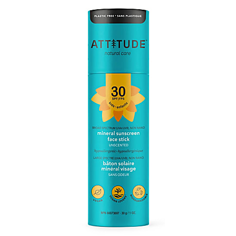 ATTITUDE Bâton Solaire Minéral Visage pour Enfants FPS30 Sans Parfum