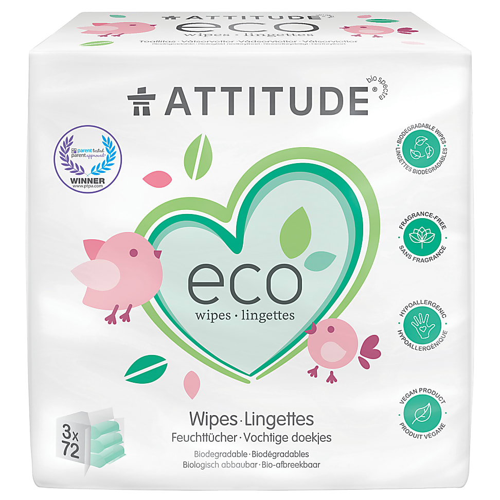Attitude Lingettes Biodegradables Bebe (3 x 72)