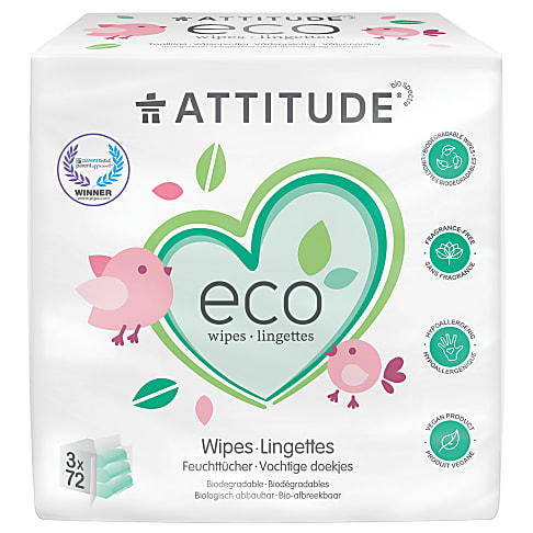Attitude Lingettes Biodégradables Bébé (3 x 72)
