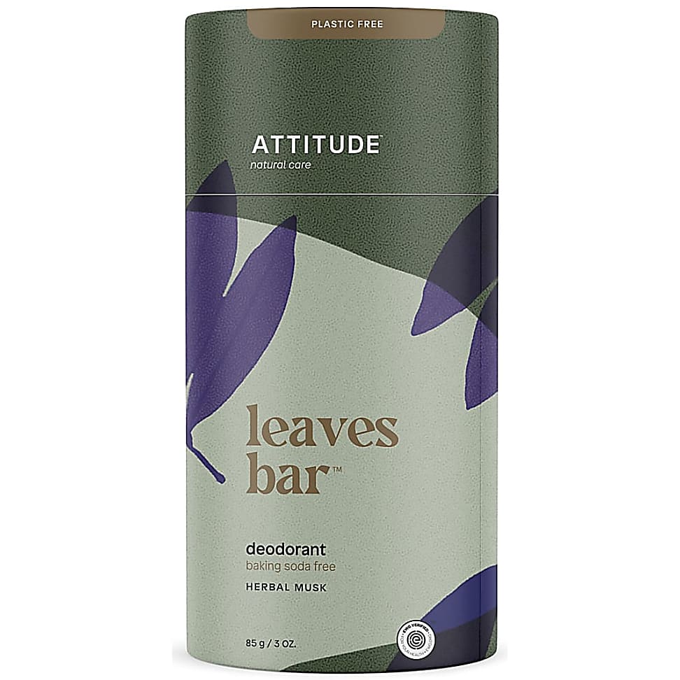 Attitude Leaves Bar Deodorant Sans Bicarbonate de Soude, Herbal Musk