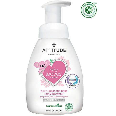 Attitude Baby Leaves 2-en-1 Nettoyant Moussant Cheveux & Corps - Sans Parfum