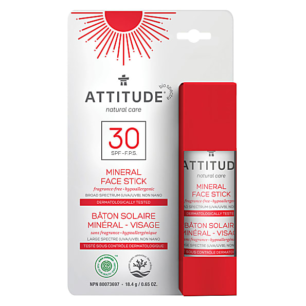 Attitude Bâton Solaire Mineral Visage Sans Fragrance - FPS 30