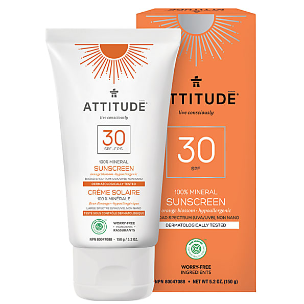 Attitude Creme Solaire 100% Mineral FPS 30 - Fleur d'Oranger