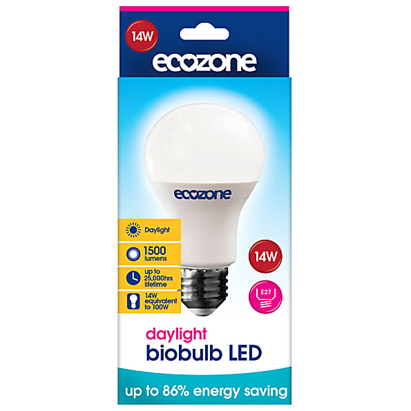 Ecozone Ampoule à Vis Biobulb LED E27 Lumiere du Jour 14 watts
