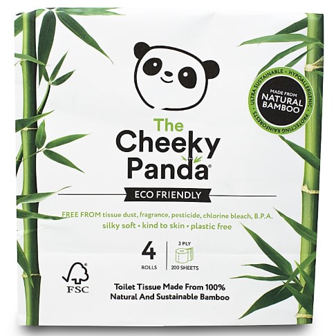 Cheeky Panda Papier Toilette en Bambou SANS PLASTIQUE (4 rouleaux)