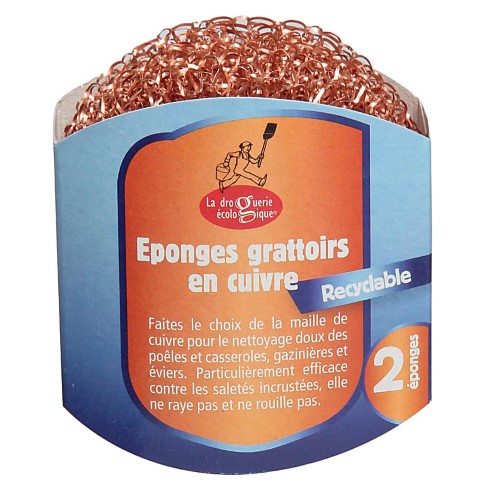 Droguerie Ecologique Éponges Grattoirs en Cuivre (2 pc)