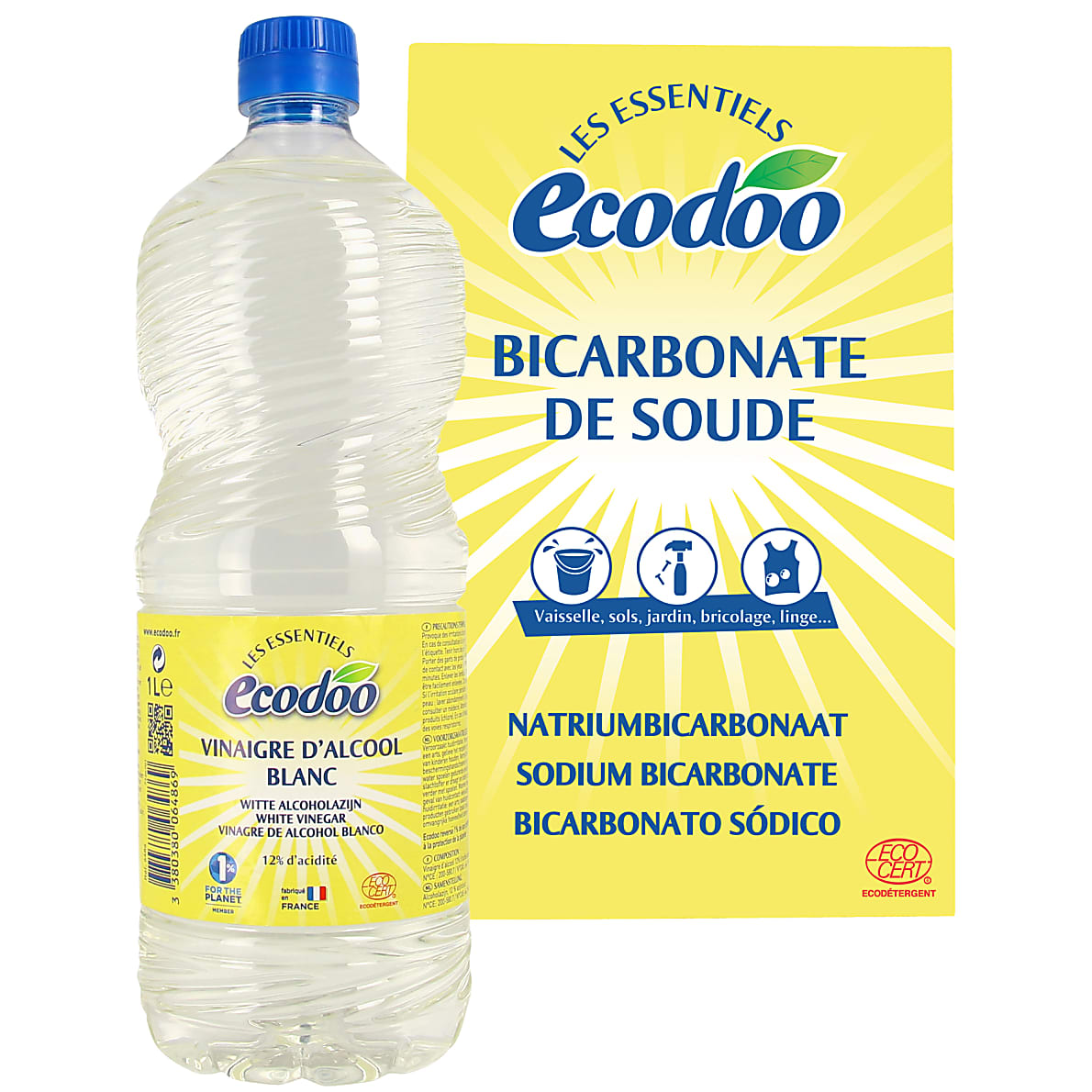 Ecodoo Kit Vinaigre Blanc & Bicarbonate de Sodium I Big Green Smile