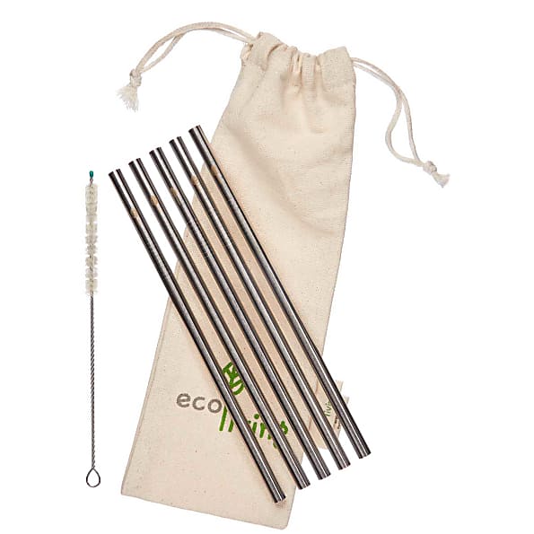 Eco Living Pailles à Boire Smoothie en Acier Inoxydable (5 pc)