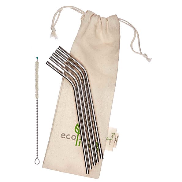 Eco Living Pailles à Boire en Acier Inoxydable (5 pc)
