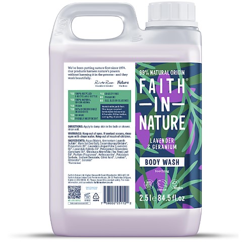 Faith in Nature Gel Douche & Bain Lavande & Géranium 2,5L
