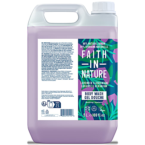 Faith in Nature Gel Douche et Bain à la Lavande & Géranium - 5 litres