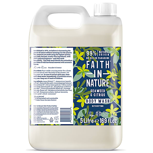 Faith in Nature Gel Douche & Bain aux Algues & Agrumes - 5 litres