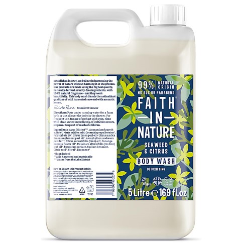 Faith in Nature Gel Douche & Bain aux Algues & Agrumes - 5 litres