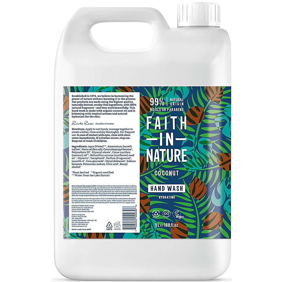 Faith in Nature Savon Main Liquide à la Noix de Coco 5L