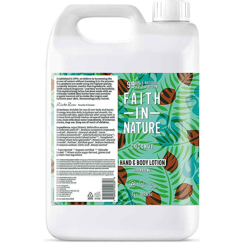 Faith in Nature Lotion pour Mains & Corps Noix de Coco 5L