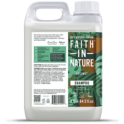 Faith in Nature Shampooing Noix de Coco 2,5L