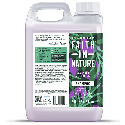 Faith in Nature Shampooing Lavande & Géranium 2,5L