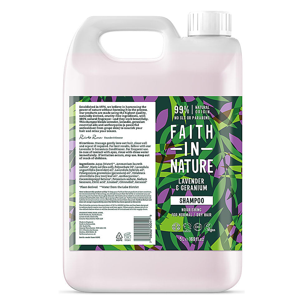 Faith in Nature Shampoing Lavande & Geranium 5 L