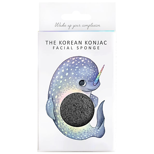 Konjac Mythique Éponge Narval Avec Crochet - Charbon de Bambou