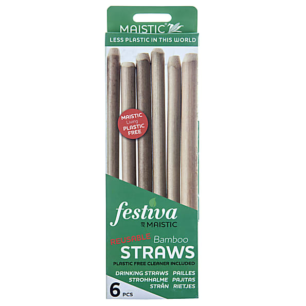 Maistic Pailles Reutilisables en Bambou (6 pailles)