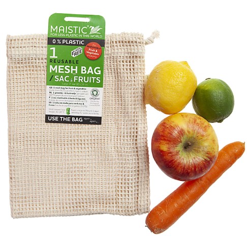 Maistic Sac Réutilisable en Coton Biologique pour Fruits & Légumes - 1 Grand Sac