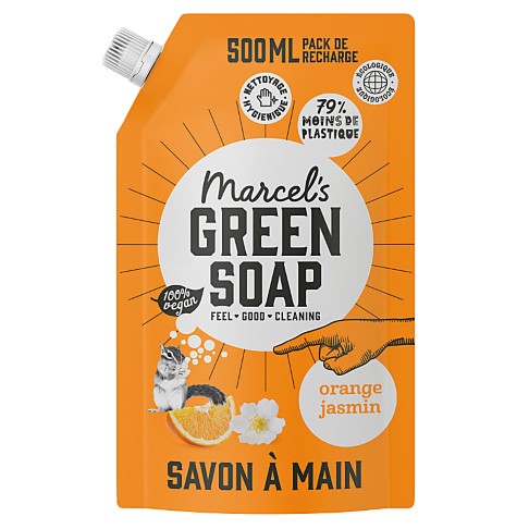 Marcel’s Green Soap Savon Main Orange & Jasmin Sachet de Recharge 500ML