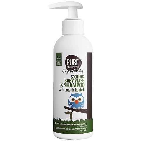Pure Beginnings Shampooing & Gel Douche Adoucissant pour Bébé - Baobab Biologique