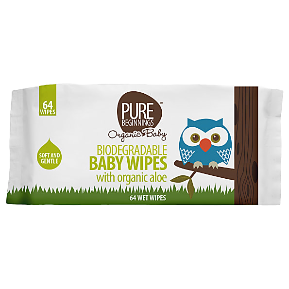 Pure Beginnings Lingettes Biodegradables pour Bebe a l'Aloe Bio