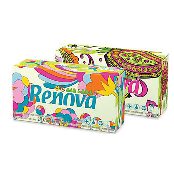 Renova Green Mouchoirs Blancs à 100% Recycles - Boîte de 80