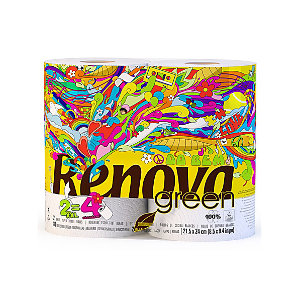 Renova Green Essuie-tout XXL- 100% Recycle - Paquet de 2