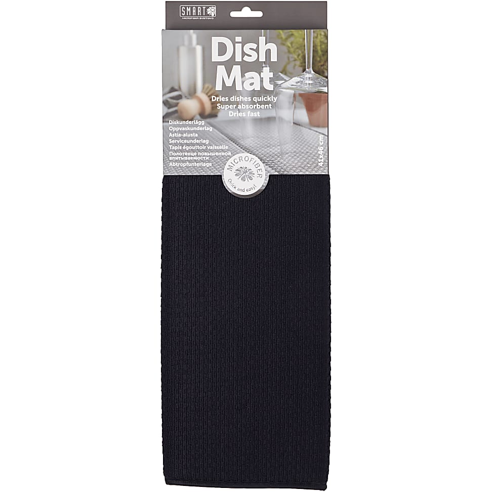 Smart Nature Tapis de Vaisselle en Microfibre - Noir