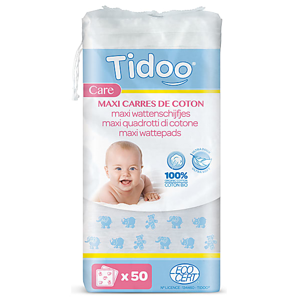 Tidoo - Maxi-Carres de coton ultra doux 100% biologique