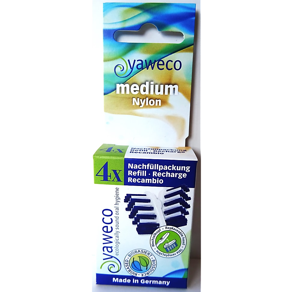 Yaweco Têtes de Brosses à Dents à Poils Medium (4 recharges)