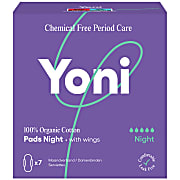 Yoni Pads Serviettes en Coton Bio avec Ailettes - Nuit (7 pcs)